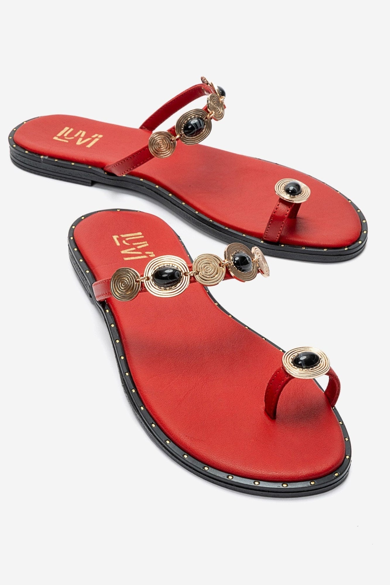 MARTINEZ - Red Genuine Leather Thong Sandal (Women)