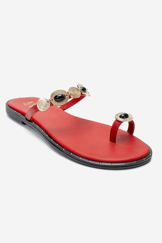 MARTINEZ - Red Genuine Leather Thong Sandal (Women)