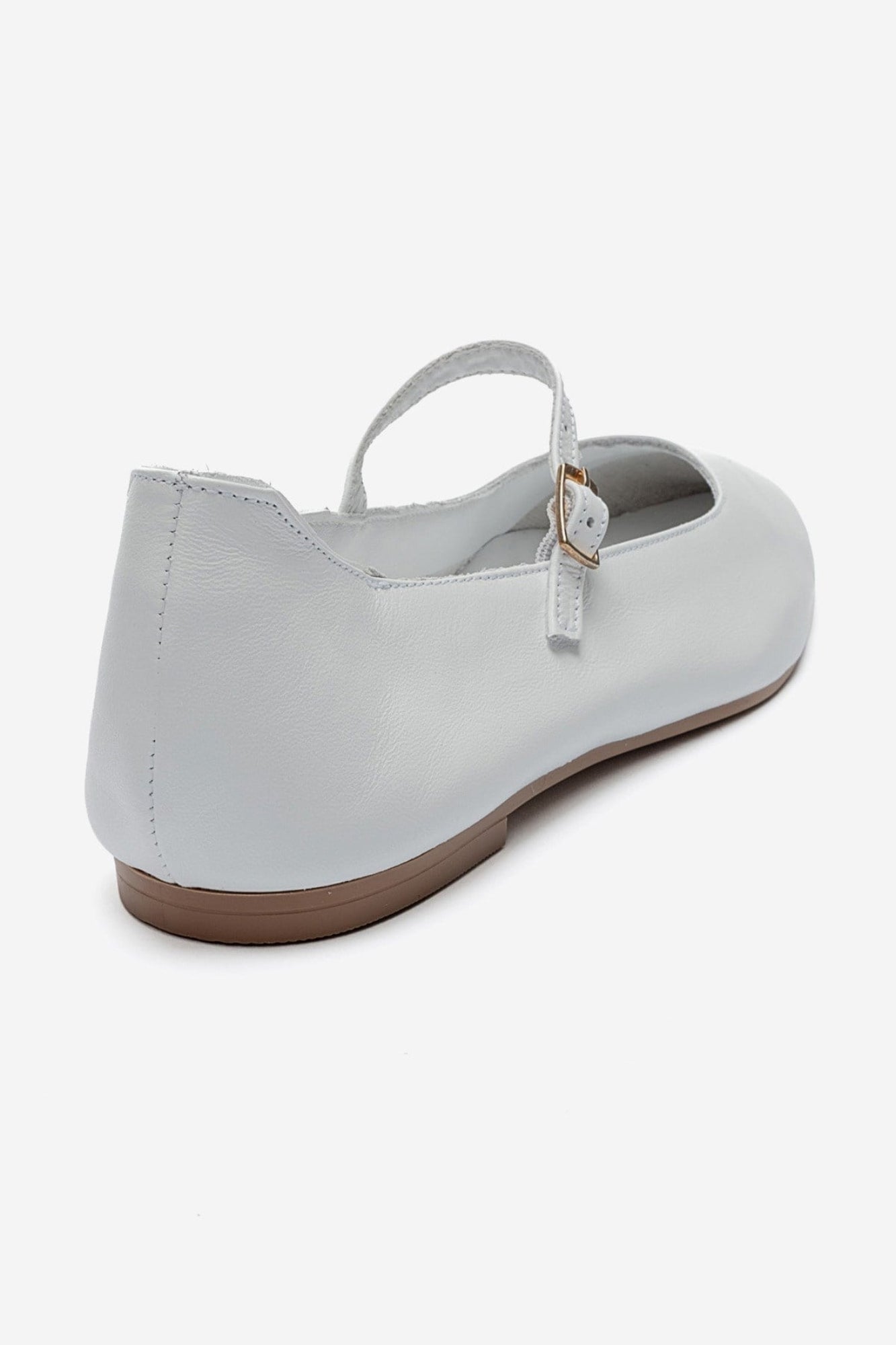 LUNAIRE - White Genuine Leather Single-Strap Pointed-Toe Ballet Flat (Women)