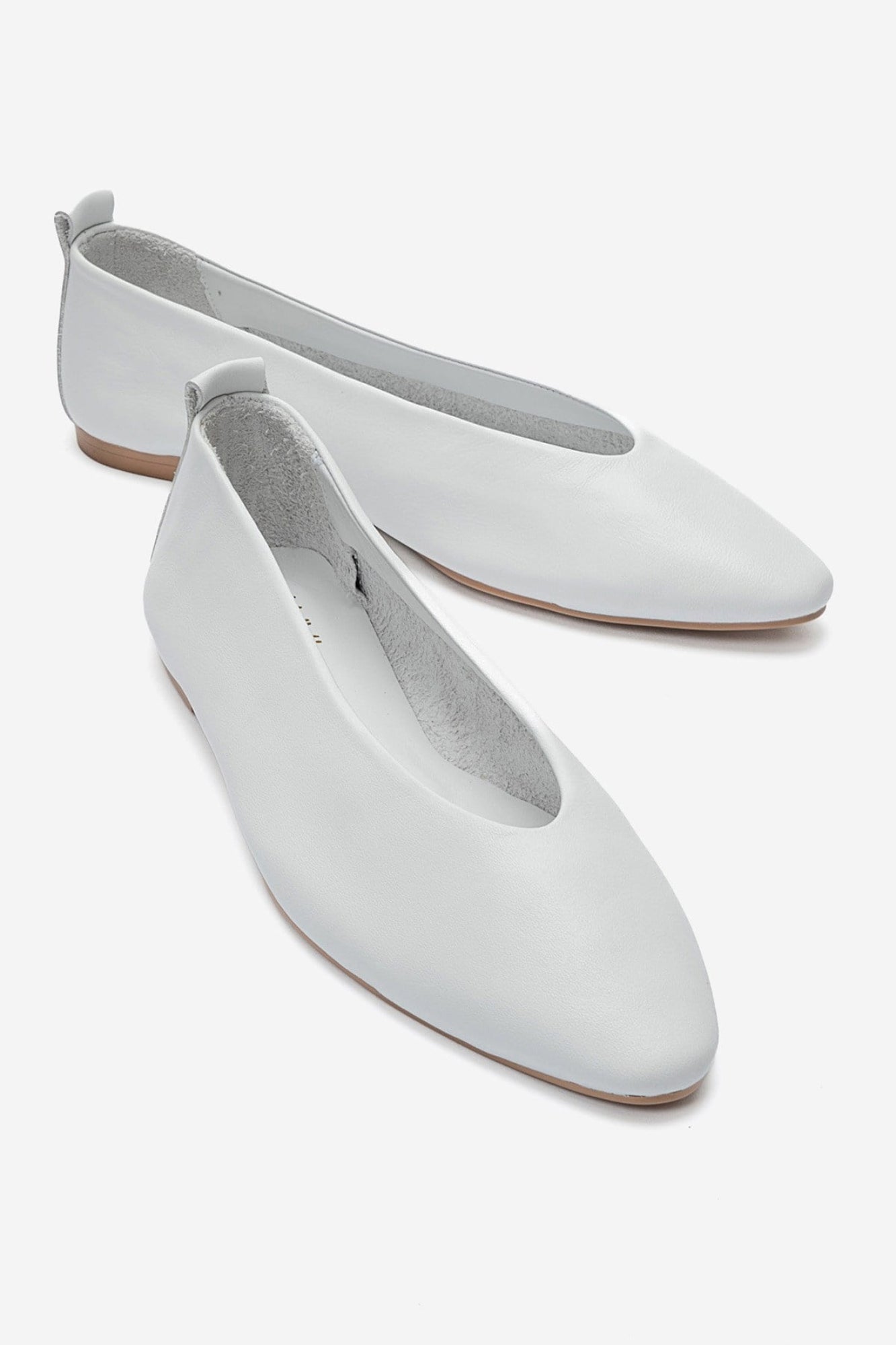 JENAS - White Genuine Leather Ballet Flat (Women)