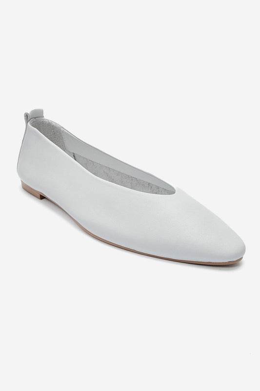 JENAS - White Genuine Leather Ballet Flat (Women)