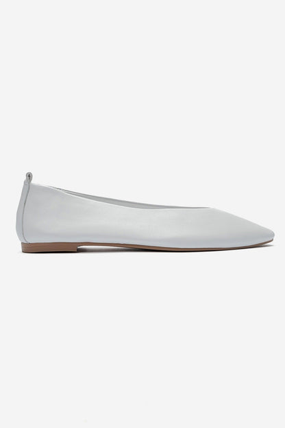 JENAS - White Genuine Leather Ballet Flat (Women)