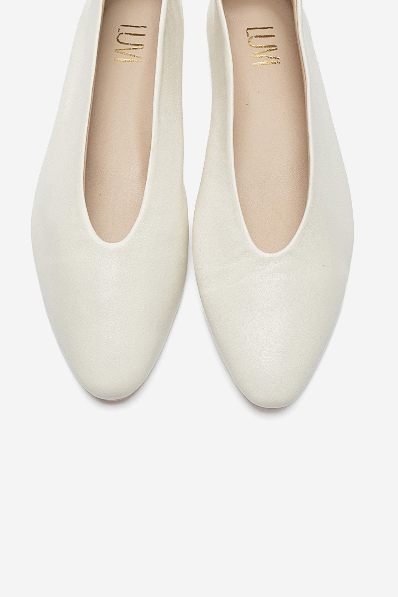 JENAS - Off-White Genuine Leather Ballet Flat (Women)