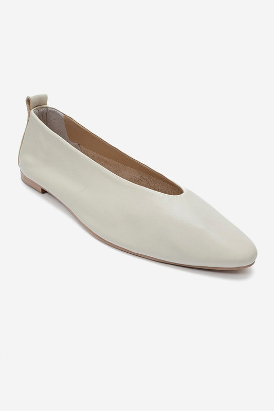 JENAS - Off-White Genuine Leather Ballet Flat (Women)