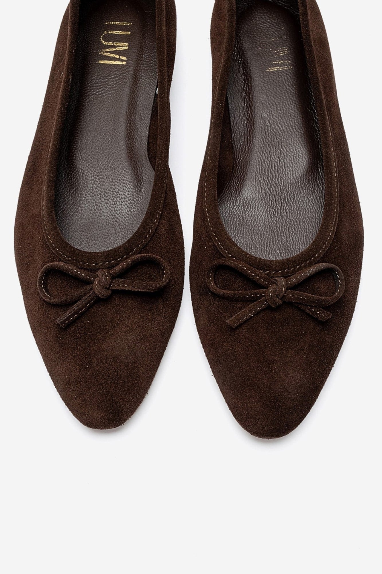 UMIEL - Brown Genuine Leather Bow Ballet Flat (Women)