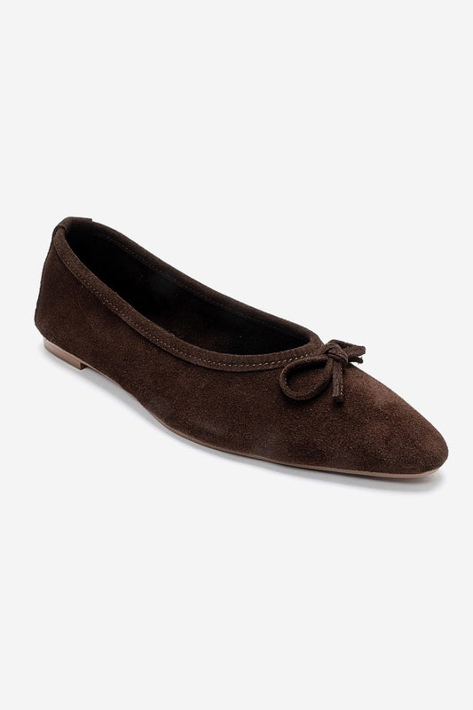 UMIEL - Brown Genuine Leather Bow Ballet Flat (Women)
