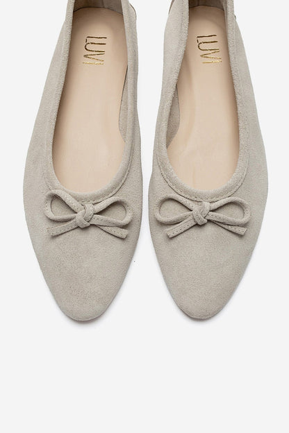 UMIEL - Beige Genuine Leather Bow Ballet Flat (Women)