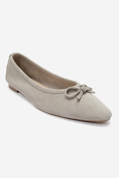 UMIEL - Beige Genuine Leather Bow Ballet Flat (Women)