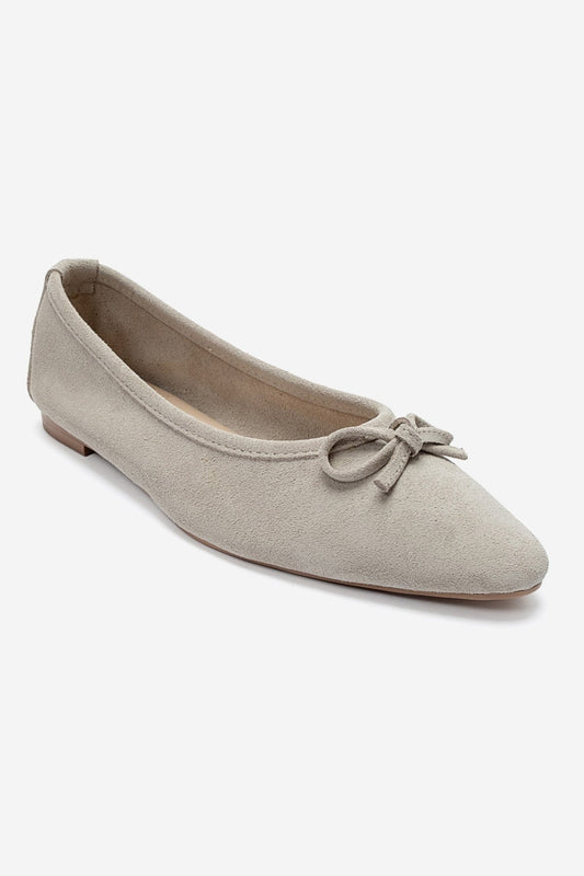 UMIEL - Beige Genuine Leather Bow Ballet Flat (Women)