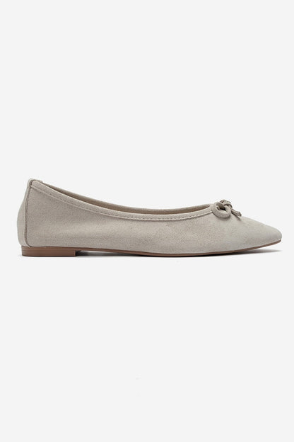 UMIEL - Beige Genuine Leather Bow Ballet Flat (Women)