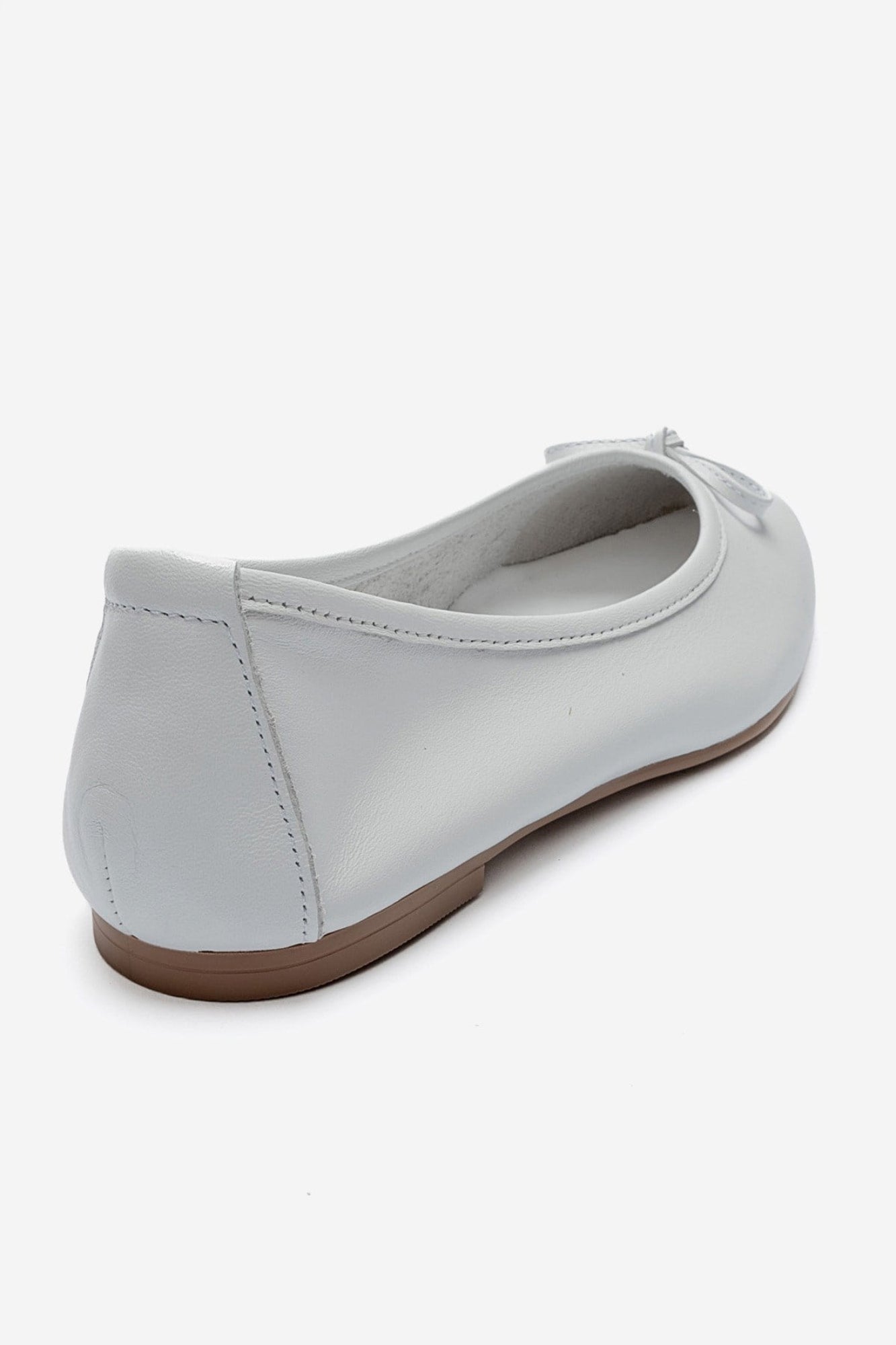 UMIEL - White Genuine Leather Bow Ballet Flat (Women)