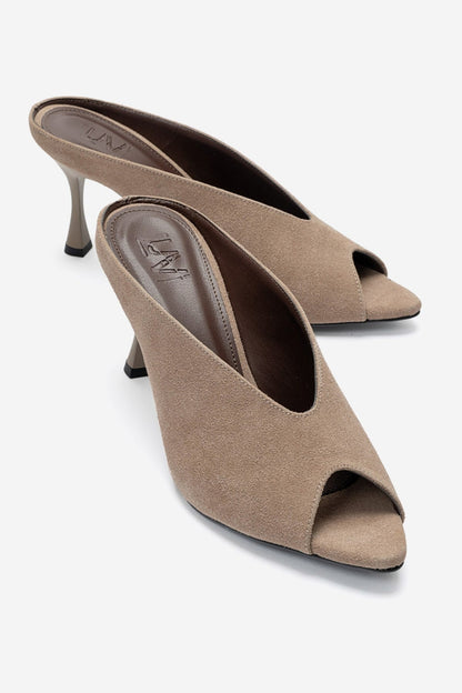 PELINA - Taupe Stiletto Heel Mule (Women)