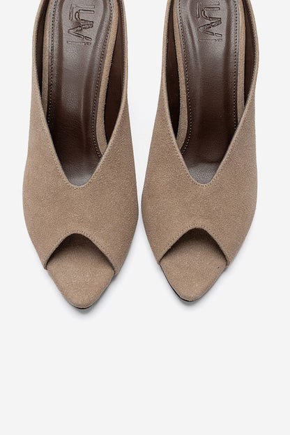 PELINA - Taupe Stiletto Heel Mule (Women)