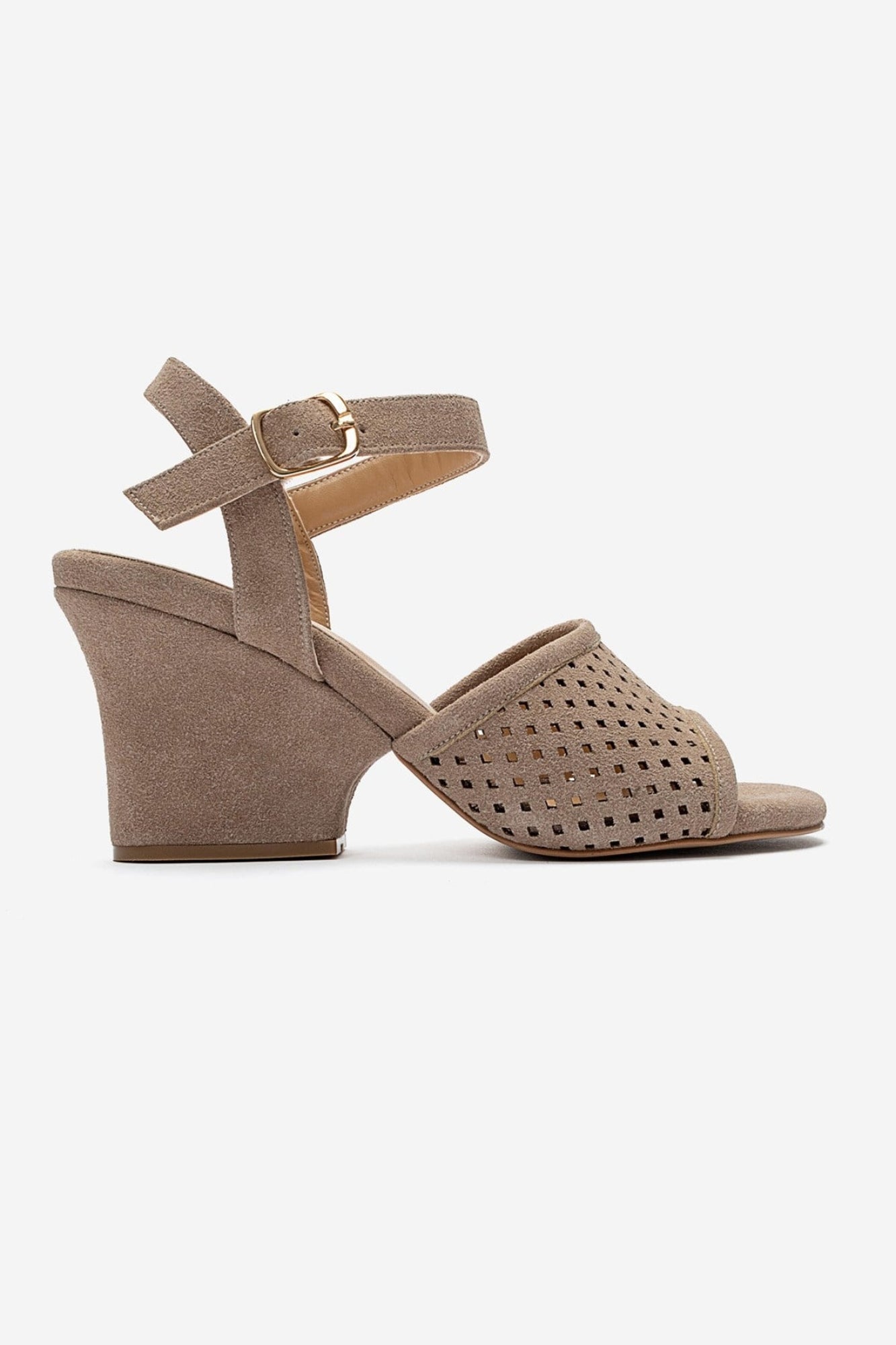 HERVON - Taupe Synthetic Suede Wedge Heel Shoe (Women)