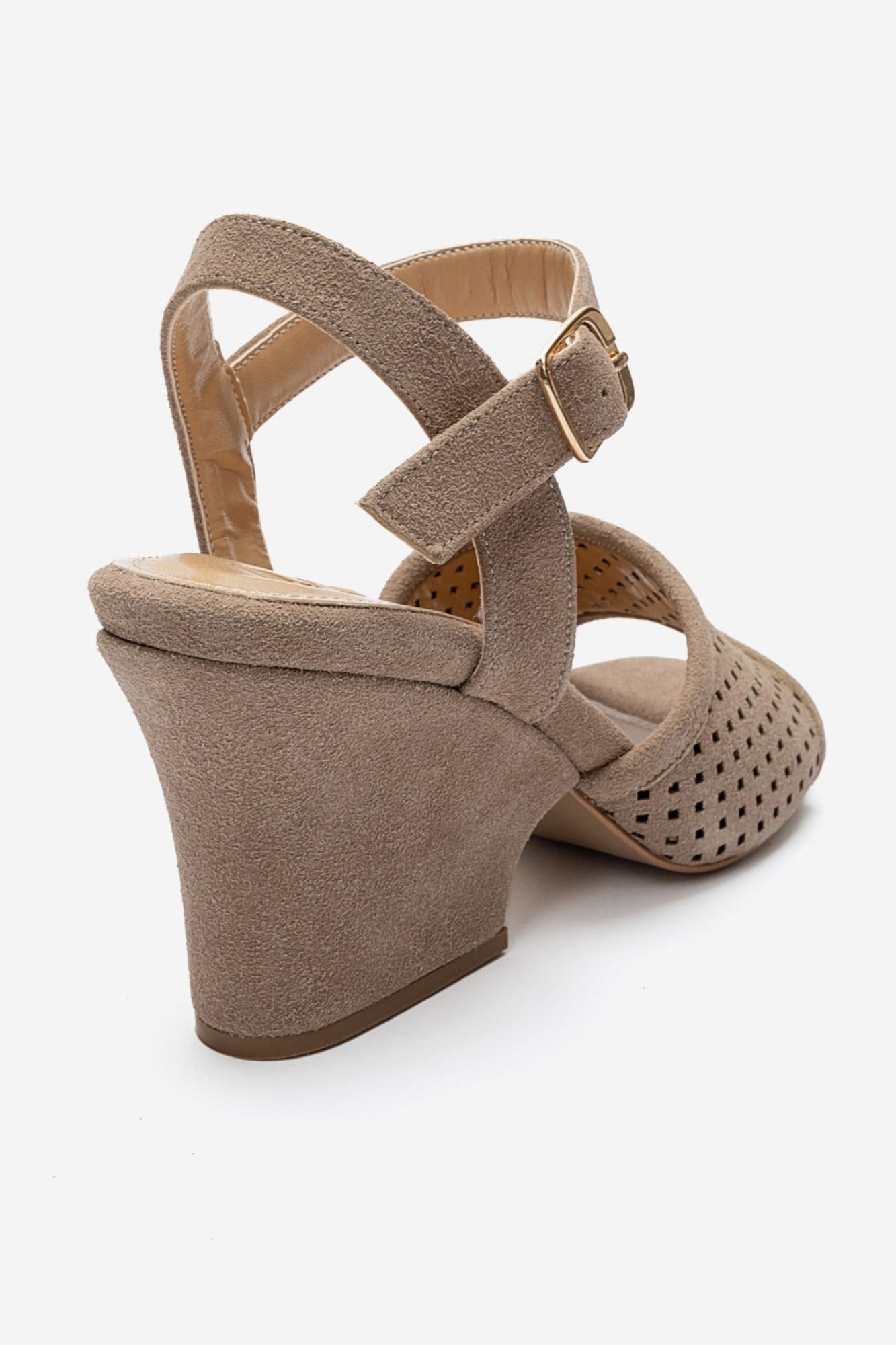 HERVON - Taupe Synthetic Suede Wedge Heel Shoe (Women)