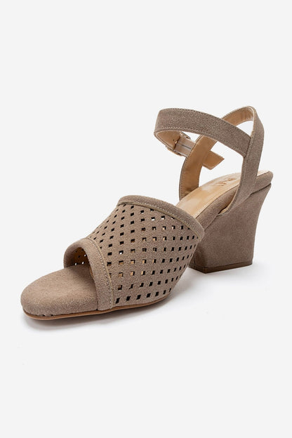 HERVON - Taupe Synthetic Suede Wedge Heel Shoe (Women)