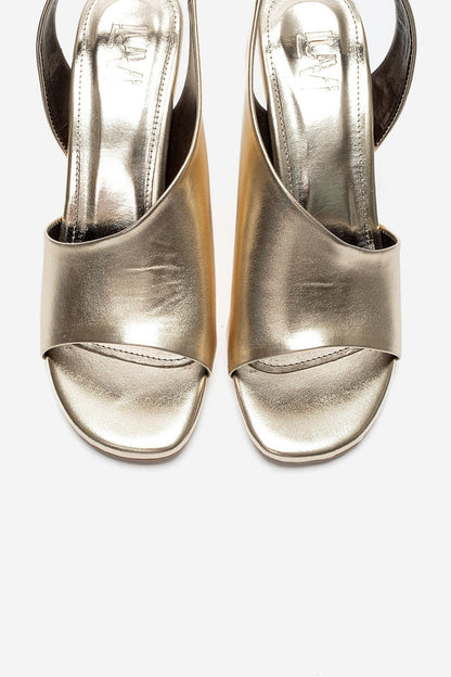 ZYRA - Gold Round Toe Block Heel (Women)