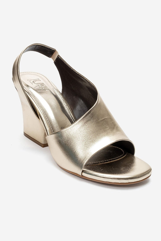 ZYRA - Gold Round Toe Block Heel (Women)
