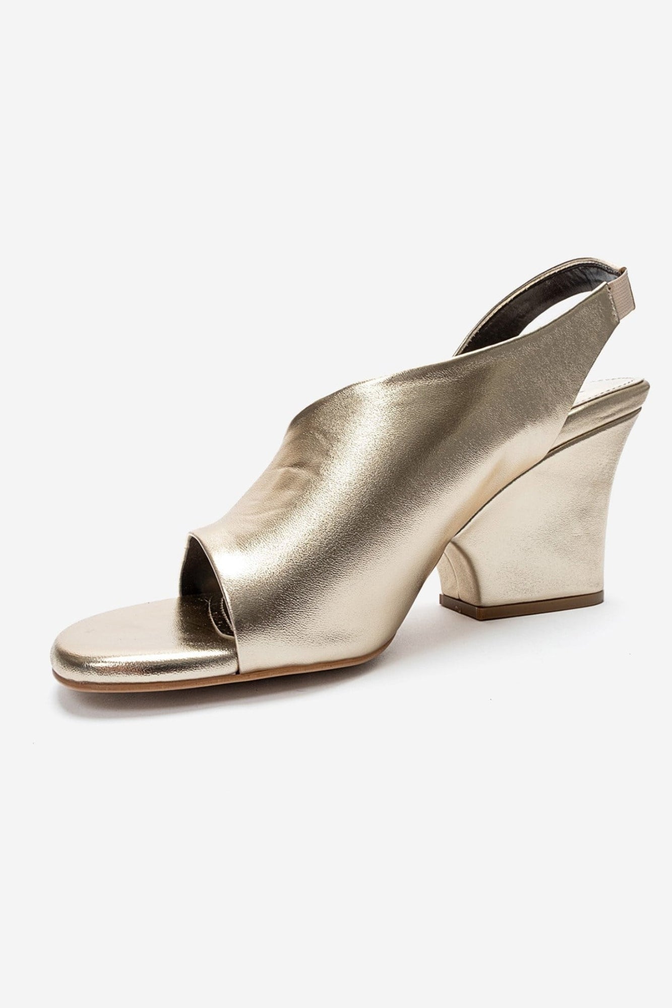 ZYRA - Gold Round Toe Block Heel (Women)