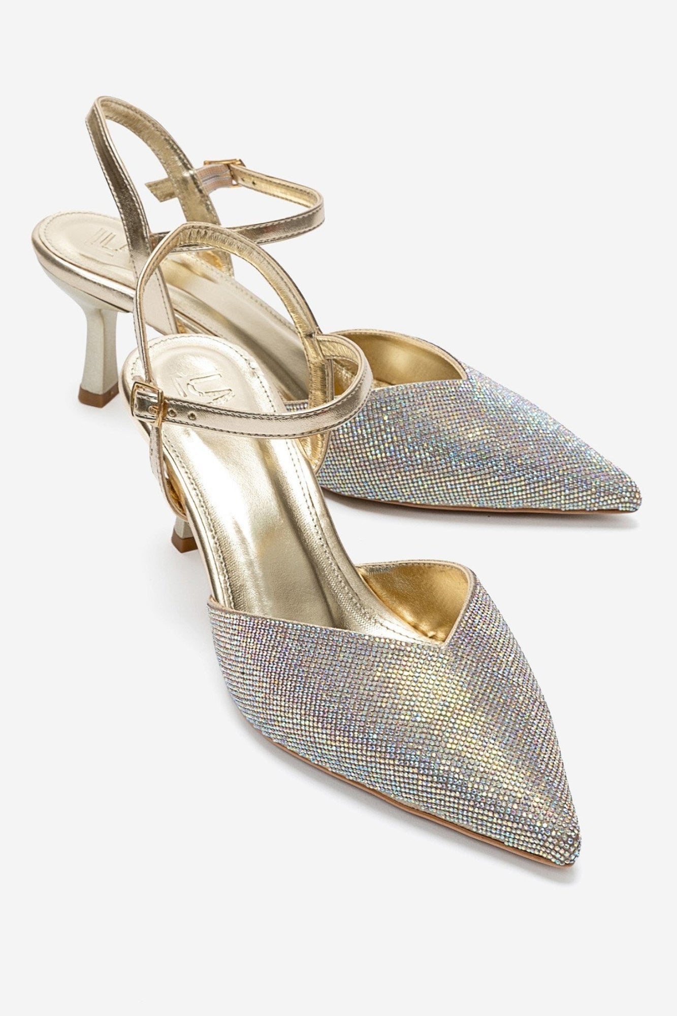 NIVORA - Gold Stiletto Heel Evening Shoe (Women)