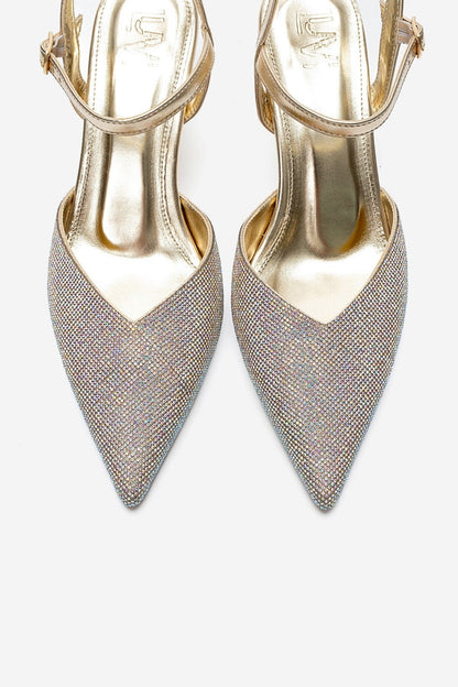 NIVORA - Gold Stiletto Heel Evening Shoe (Women)