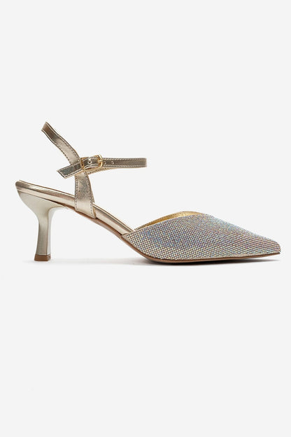 NIVORA - Gold Stiletto Heel Evening Shoe (Women)