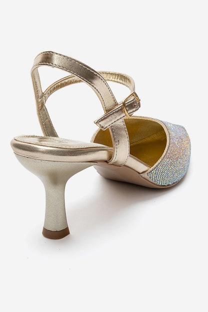 NIVORA - Gold Stiletto Heel Evening Shoe (Women)
