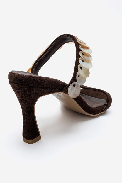 ARUND - Brown Genuine Leather Stiletto Heel Slide (Women)