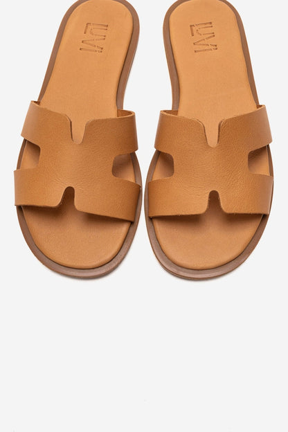 BIORA - Cognac Genuine Leather Slide (Women)