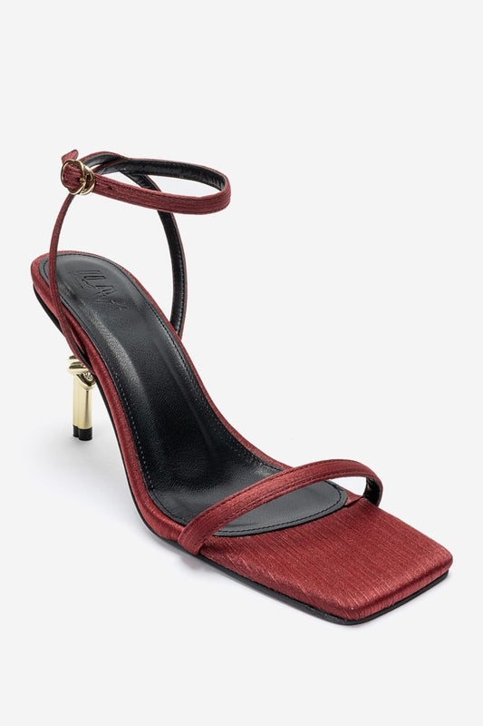 SONE - Burgundy Satin Gold Stiletto Heel Shoe (Women)