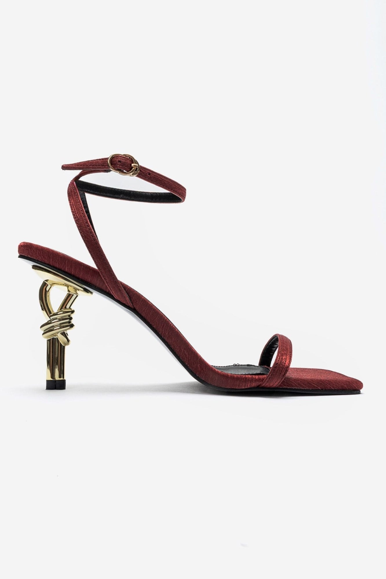 SONE - Burgundy Satin Gold Stiletto Heel Shoe (Women)