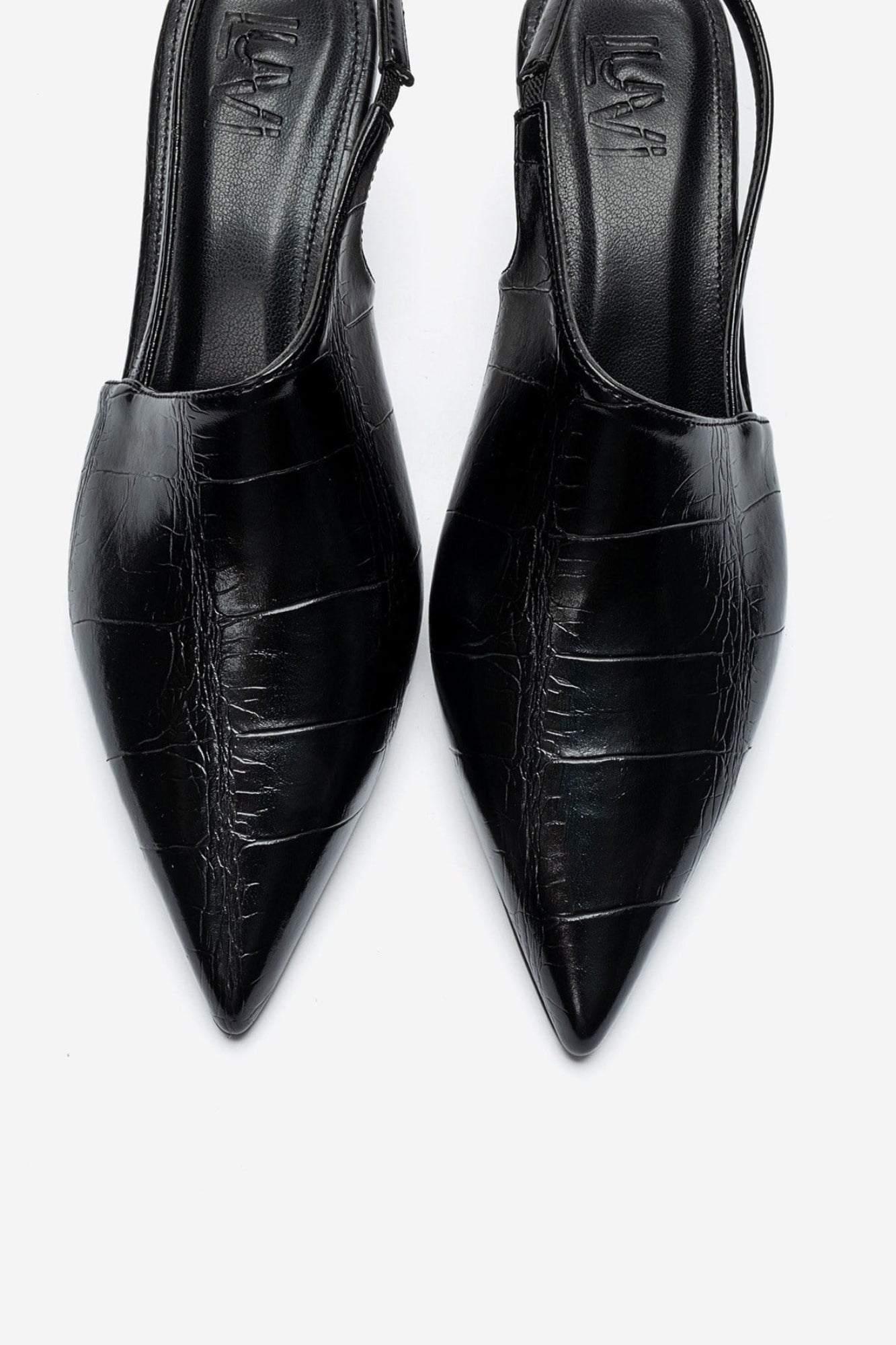 YAREL - Black Croc-Embossed Stiletto Heel Shoe (Women)