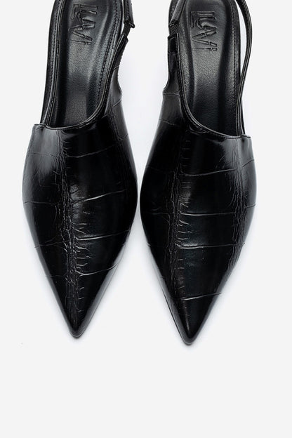 YAREL - Black Croc-Embossed Stiletto Heel Shoe (Women)