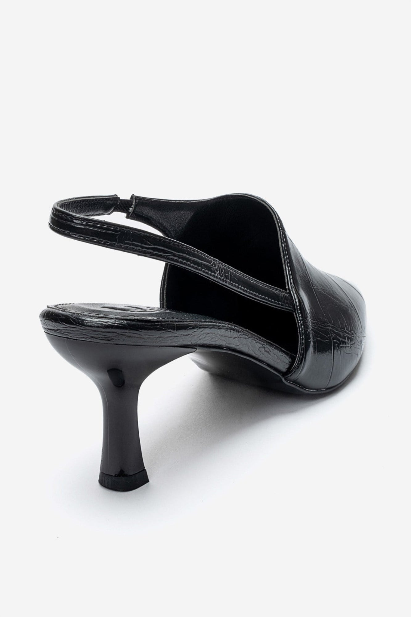 YAREL - Black Croc-Embossed Stiletto Heel Shoe (Women)