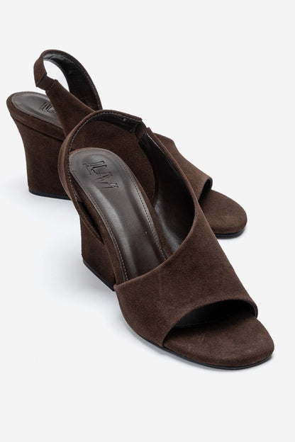 ZYRA - Brown Suede Block Heel Shoe (Women)