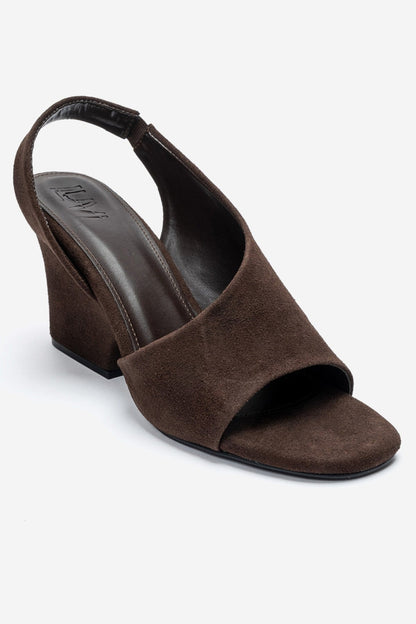 ZYRA - Brown Suede Block Heel Shoe (Women)