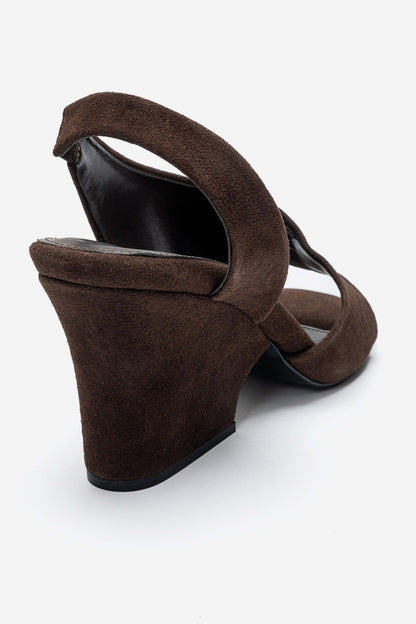 ZYRA - Brown Suede Block Heel Shoe (Women)