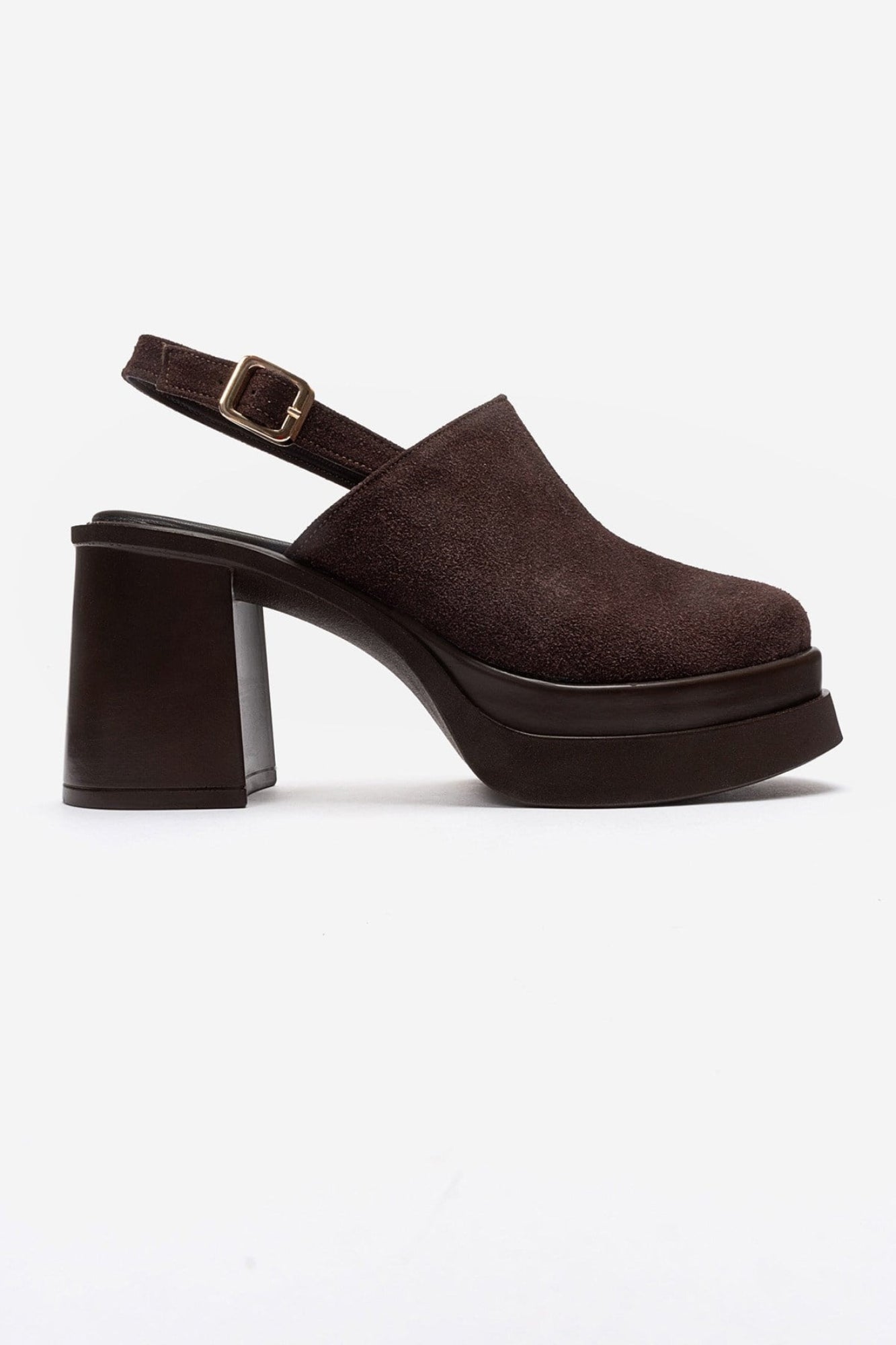 Bavix - Brown Platform Block Heel Closed-Toe Sandal (Women)