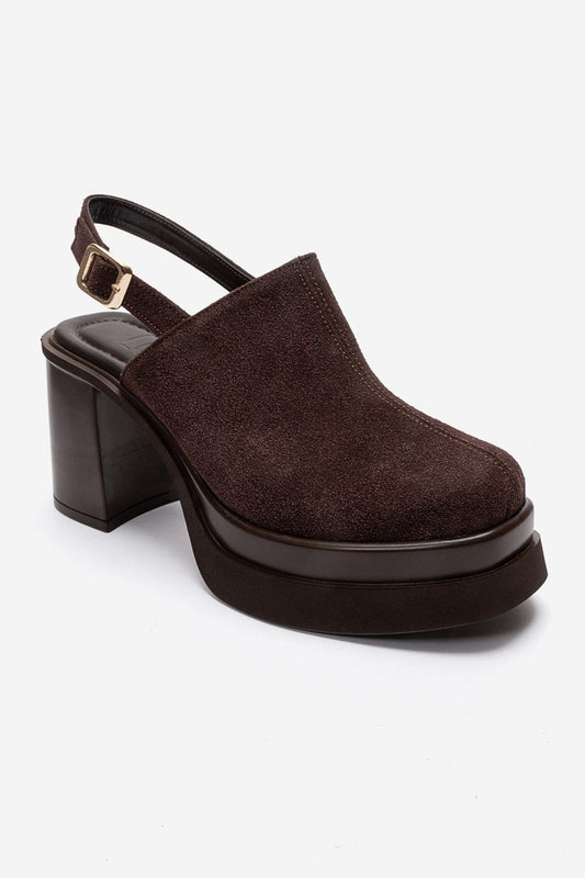 Bavix - Brown Platform Block Heel Closed-Toe Sandal (Women)