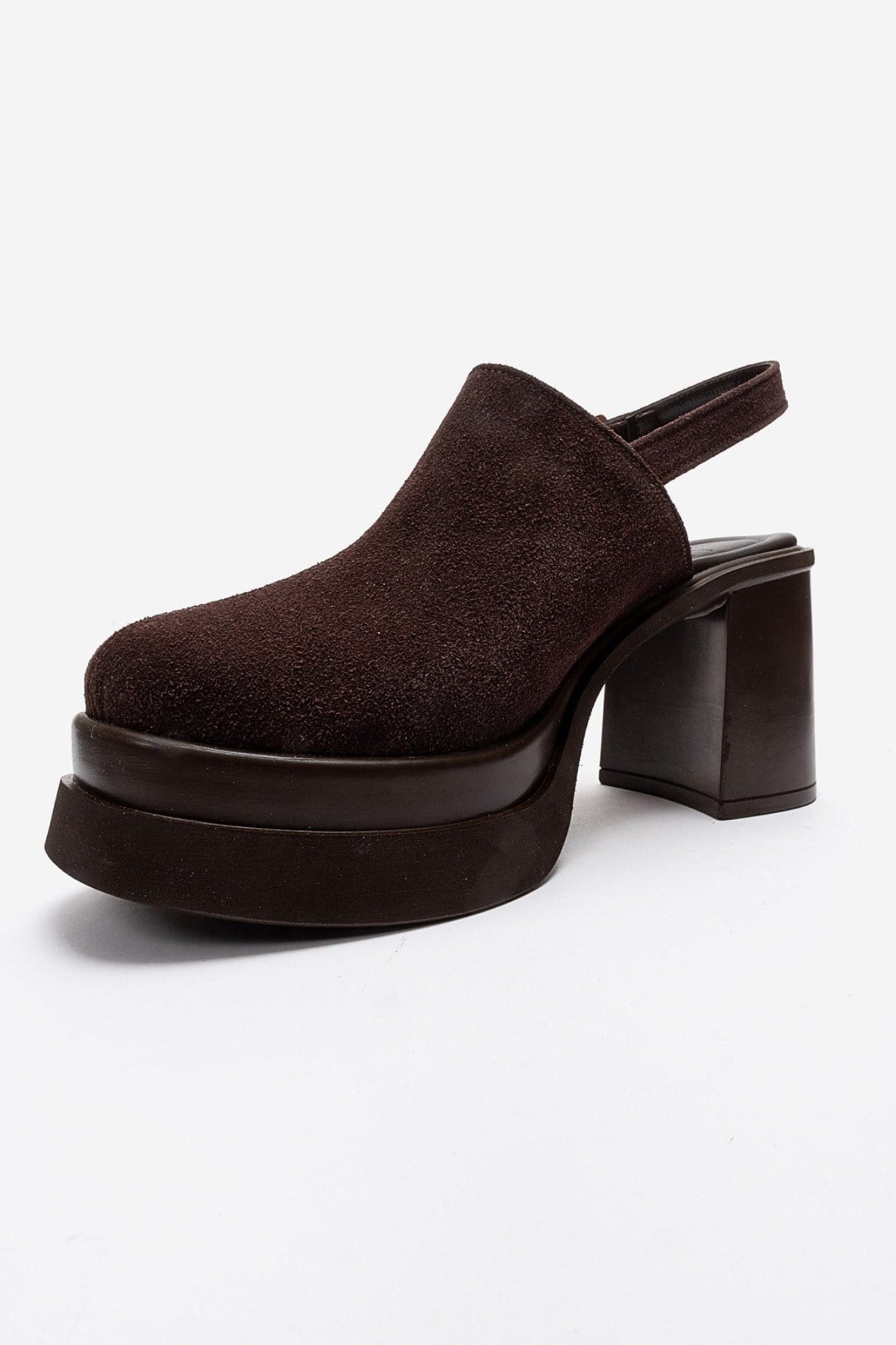 Bavix - Brown Platform Block Heel Closed-Toe Sandal (Women)