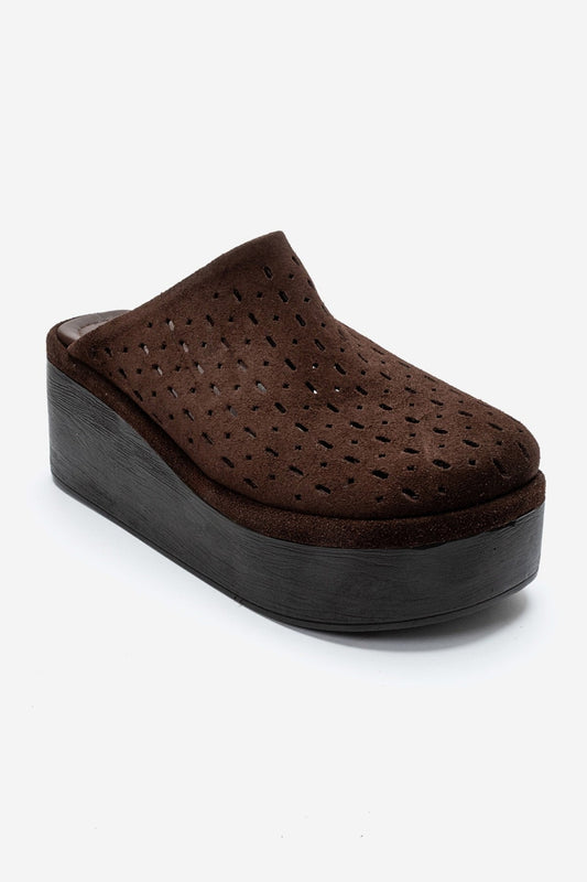 Lune - Brown Genuine Leather Platform Mule (Women)