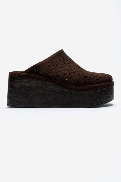 Lune - Brown Genuine Leather Platform Mule (Women)