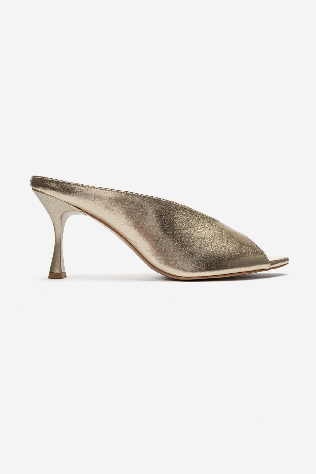 PELINA - Gold Genuine Leather Thin Heel Mule (Women)