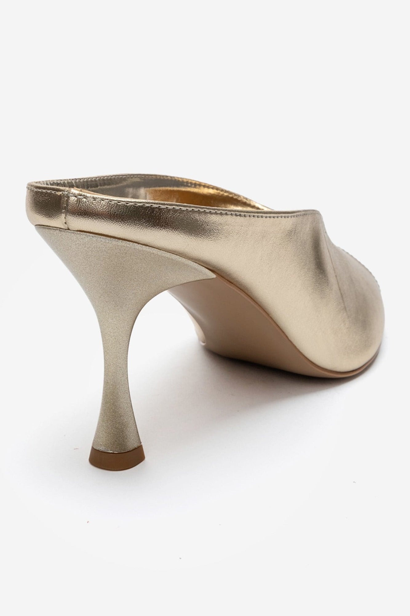 PELINA - Gold Genuine Leather Thin Heel Mule (Women)