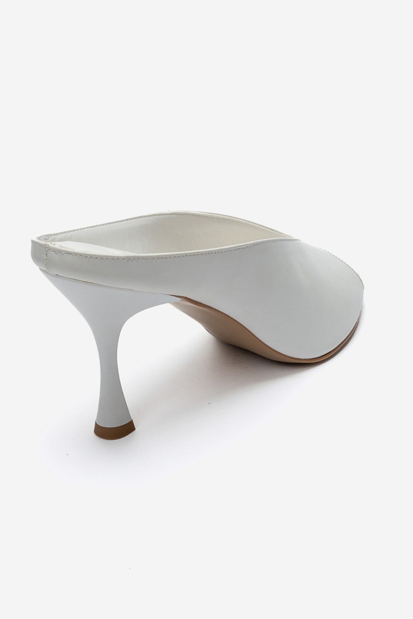 PELINA - White Genuine Leather Thin Heel Mule (Women)