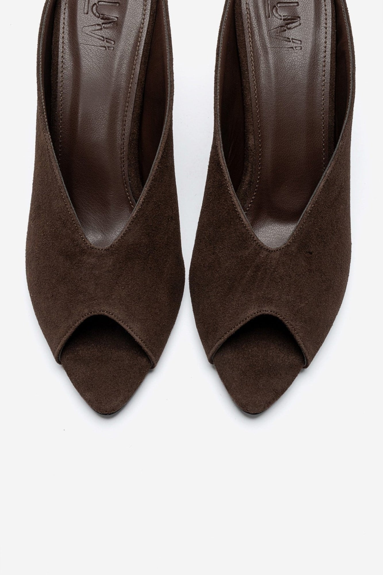 PELINA - Brown Genuine Leather Thin Heel Mule (Women)
