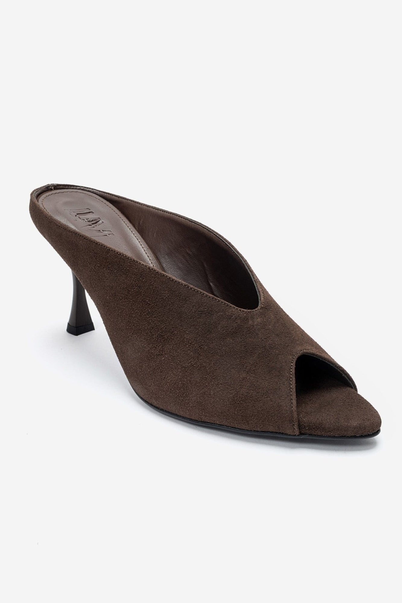 PELINA - Brown Genuine Leather Thin Heel Mule (Women)