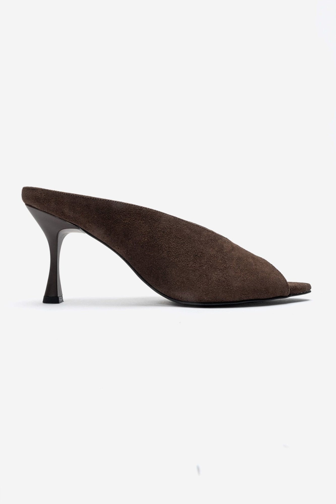 PELINA - Brown Genuine Leather Thin Heel Mule (Women)