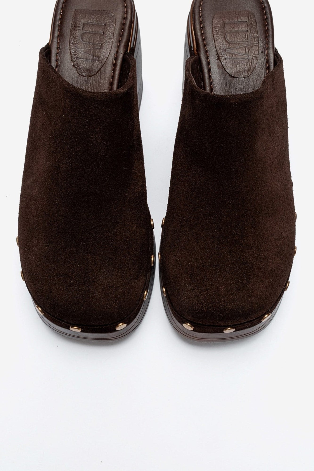 BELLUNE - Brown Genuine Leather Platform Block Heel Mule (Women)