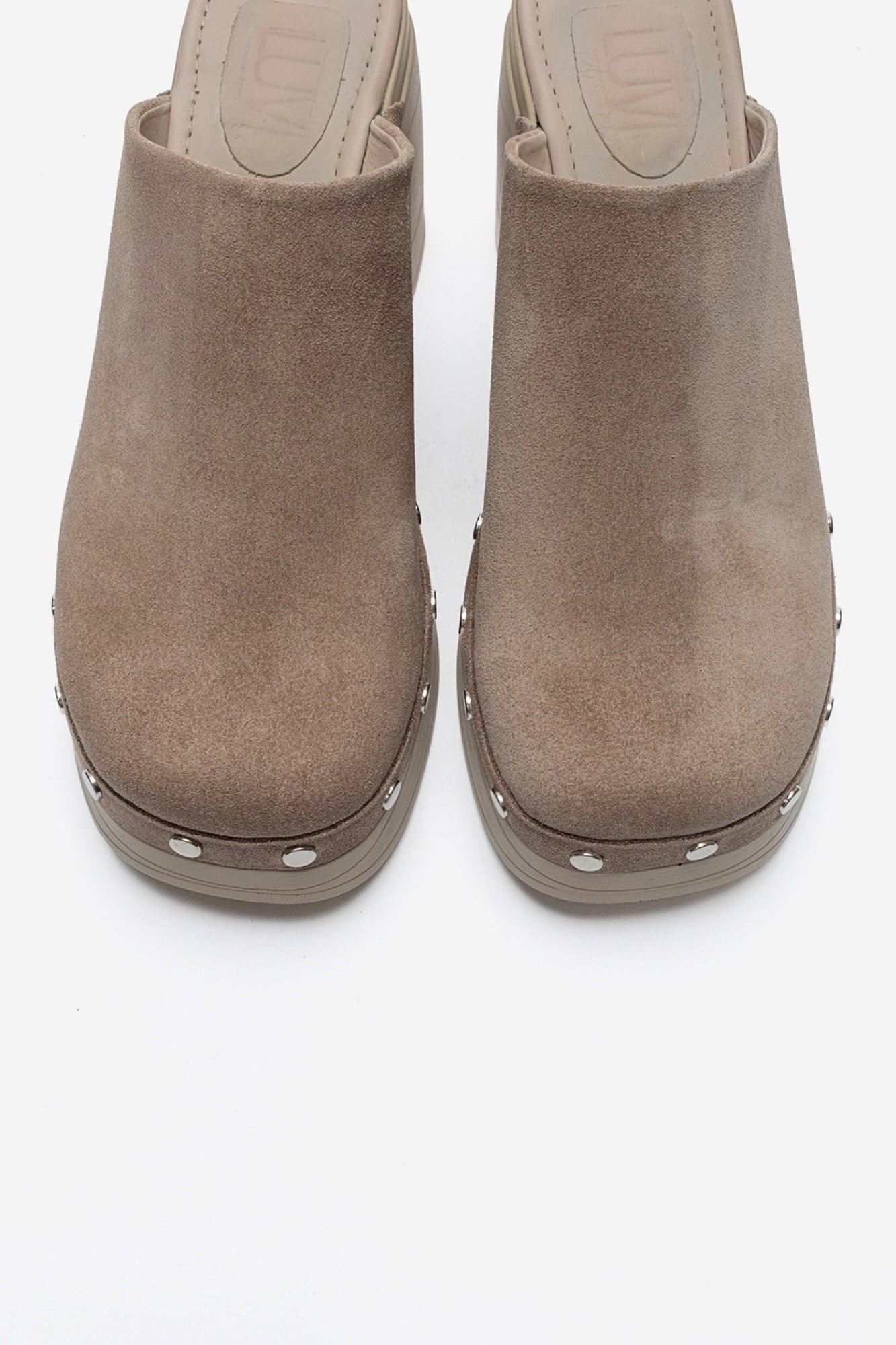 BELLUNE - Taupe Genuine Leather Platform Block Heel Mule (Women)